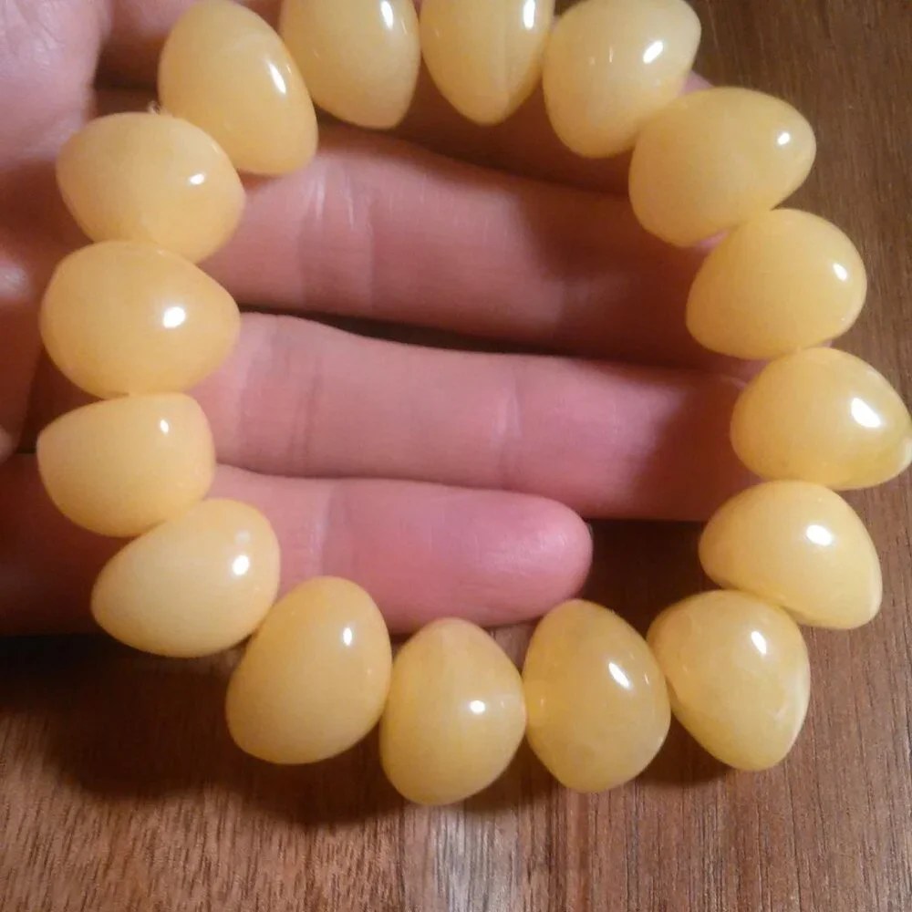 Golden Color Lab Created Light Amber Nuggets Stretch Bracelet
